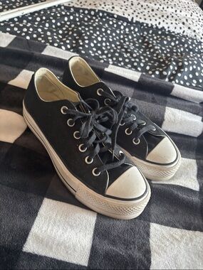 Converse Black and White Low-Top Sneakers with platform